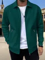Chaqueta casual para hombre en verde azulado oscuro con textura tipo gofre y bolsillos. - Verde Oscuro