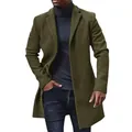 Detailed macro view of men's olive green wool overcoat showing fabric texture and fit - S / Tops / Army Green