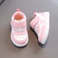 Pink and white toddler walking shoes in waterproof leather with anti-slip soft sole - Inner Length 12.5cm / Size 16 / Pink