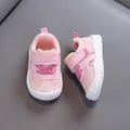 Pink breathable mesh baby toddler shoes featuring soft soles and adjustable velcro straps - Inner Length 11.5cm (Size 14) / Pink