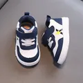 Navy blue and white toddler walking shoes with waterproof leather and soft sole - Inner Length 12.5cm / Size 16 / Dark Blue