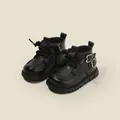 Bottes Martin noires élégantes pour enfants de style britannique avec semelles souples - Taille 30 (Longueur intérieure 19cm) / Noir (Simple)