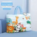 Large kindergarten quilt storage bag with name tag featuring cartoon animal print - L / Animal Party