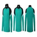 Veste de sport turquoise et noire à fermeture éclair, détails rayés, vues multiples. - S / Haut Et Bas / Vert Lac