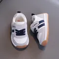 Breathable toddler sneakers with soft non-slip soles in grey and white colorway - Inner Length 13.5cm / Size 18 / Dark Blue