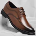 Chaussures de ville classiques en cuir marron pour homme avec lacets pour les affaires - 37 / Base plate / Marron