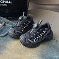 Sneaker in rete nere per bambini con chiusura a rotella e suola spessa chunky. - Taglia 26-31 (Confezione da 6 Paia) / Nero