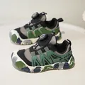 Durable boys green mesh athletic sneakers featuring a convenient rotating dial lacing system - 23 / Green