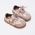 Zapatillas rosas para niña con lazos de cinta de seda y suela blanda - Rosa