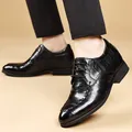 Zapatos de vestir con alza para hombre en cuero de oveja negro para negocios - 37 / Negro