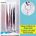 Hanging vacuum storage bags for clothes with hand pump for closet organization - 5-Piece Hook Set (With Pump)