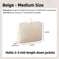Medium cream white compression travel storage bag for organizing 2-3 down jackets - M / Beige