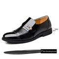 Classic black patent leather men's business shoe with 3cm sole and flat insole - Flat Bottom Style