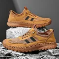 Scarpe casual estive da uomo in rete traspirante color marrone con strisce nere - 38 / Farina d'avena
