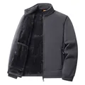 Chaqueta de forro polar térmico gris oscuro para hombre con forro de felpa y cuello alto - M / Tops / Gris