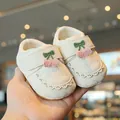 Chaussures de marche souples pour bébé avec décor cerise et broderie 'LOVE YOU'. - 5 Paires (Taille 15-19) / Beige