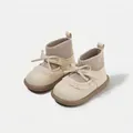 Beige toddler girls socks boots with lace and bow detail for age 9 months to 3 years - Size 16 / Inner 12.5cm / Beige