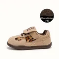 Meisjes sneakers met luipaardprint, warme fleecevoering en handige klittenbandsluiting - Rijstwit Fleece Gevoerd