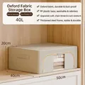 40L foldable Oxford cloth storage box for clothes with steel frame and 50x40x20cm size - 40L / Front Opening Style (AF731) / Beige Grey