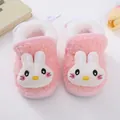 Close-up detail of pink plush baby shoes featuring a cute white rabbit face design - Size 12 (Inner Length 11CM) / Pink Bunny