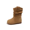 Bottes plissées en daim marron de qualité pour filles avec un design rétro élégant - Taille 35 Longueur Intérieure 21.4 / Kaki