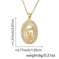 Mother's Day oval pendant necklace in gold with zircon and mom lettering, 6g weight - Style A (Mother and Child Disk/Mom) / Pendant Only (Without Chain)