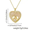 Gold-plated heart pendant necklace with mother-child figure, CZ accents and shell inlay - Style B (Mother and Child Heart/Pink MOP) / Pendant Only (Without Chain)