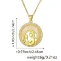 Gold Mother's Day pendant necklace with zirconia and mother-child design, size 1.08x0.97 inch - Style C (Mother and Child Disk/White MOP) / Pendant Only (Without Chain)