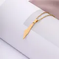Detailopname van de gouden roestvrijstalen kaart van Palestina hanger aan een fijne ketting - Goud Letter H