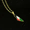 Primer plano de un colgante de mapa de Palestina en acero dorado con colores de la bandera - Dorado Estilo B
