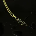 Detail van gouden roestvrijstalen ketting met hanger van de kaart van Palestina en vlag. - Goud Stijl C