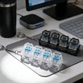 Transparent 4-key linear mechanical switch keycap fidget toy keychain for desk - No Light + Chain / Transparent Black