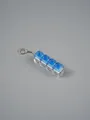 Mechanical keyboard switch fidget toy keychain with four transparent blue keycaps - No Light + Chain / Transparent Blue (J)