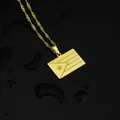 Elegante collana con ciondolo bandiera Porto Rico in acciaio inossidabile placcato oro - Stile bandiera di Porto Rico rettangolare / Oro