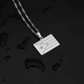 Elegante collana con ciondolo bandiera Porto Rico in acciaio inossidabile argento - Stile bandiera di Porto Rico rettangolare / Argento