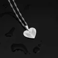 Collana a cuore in acciaio inossidabile argento con design bandiera di Porto Rico - Stile bandiera di Porto Rico a forma di cuore / Argento