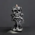 Skull backflow incense burner made of vintage silver resin with flowing smoke effect - Resin Holy Grail Skull/Silver