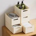 Stackable cream-colored plastic desktop storage bins for organizing sundries and toys - Large (1 Piece) / Elegant White