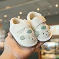 Cute cream baby walking shoes featuring cartoon sheep design with soft non-slip soles for toddlers - Size 16 (Inner Length 11.5 cm) / Beige