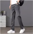 Jeans in Tencel grigio da uomo, gamba dritta, sottili e freschi per l'estate, casual - 28 / Pantaloni e gonne / Grigio