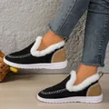 Bottes de neige d'hiver noires pour femmes avec doublure chaude en fausse fourrure - 36 / Noir
