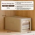 Foldable grey Oxford fabric clothes storage box with window for closet organization - 31L / Side Opening Narrow Style (AF713) / Light Gray