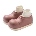 Rosa-braune warme Winter-Kinderhausschuhe mit weißen Strickbündchen für Mädchen - 30 / Braun