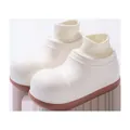 Warme weiße Winterschuhe für Kinder mit dicker brauner Sohle und weichem Strickkragen - 30 / Weiß