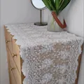 Eleganter weißer Tischläufer aus Spitze im französischen Stil mit 3D-Stickerei für Kommoden - 40*180CM / Weiß 3D Stickerei