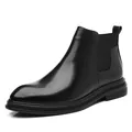 Classici stivali Chelsea da uomo in pelle nera con inserti elastici laterali e suola. - 38 / Nero