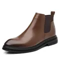 Stivali Chelsea classici in pelle marrone da uomo con pannelli elastici laterali - 38 / Marrone