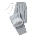 Warm grey men's fleece-lined joggers thick winter sweatpants for casual athletic wear - S / Bottoms / Gray
