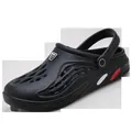 Professional outdoor black breathable clogs with adjustable heel strap and sport emblem - 36 / Black