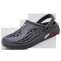 Large size grey outdoor travel clogs with breathable holes and sport shield logo - 36 / Gray